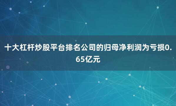 十大杠杆炒股平台排名公司的归母净利润为亏损0.65亿元